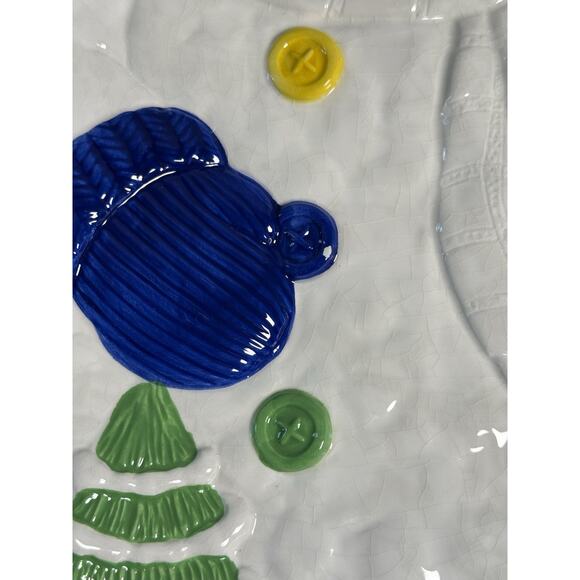 Vintage Holiday Snowman Ceramic Platter - 15 X 10 inches Nostalgic Christmas - Picture 4 of 7